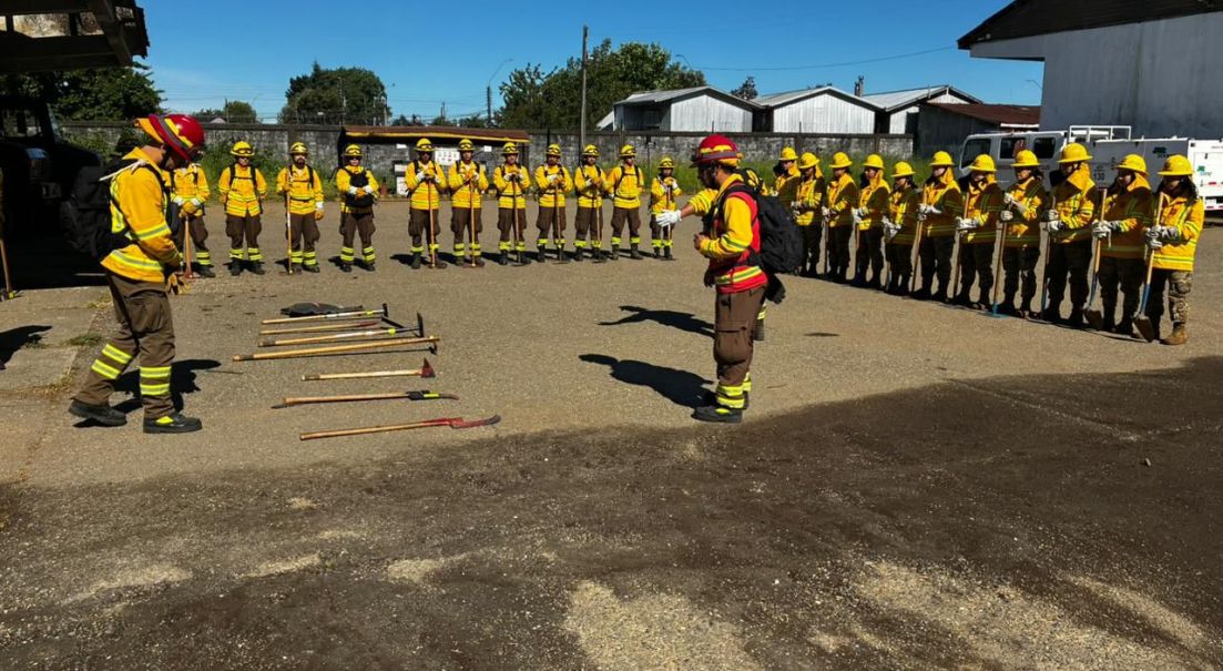 Brigada de Refuerzo de Incendios Forestales de Valdivia se capacitó y certificó por CONAF